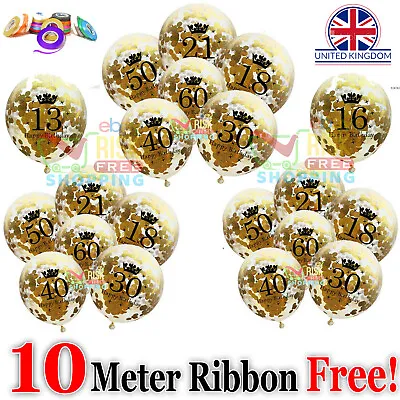 Gold Age Birthday Balloons 16th 18th 21st 30th 40th Birthday AGE Decorations Bal • £4.49