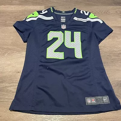 Seattle Seahawks Jersey Ladies Small Marshawn Lynch #24 Navy Blue On Field NFL • $37.87