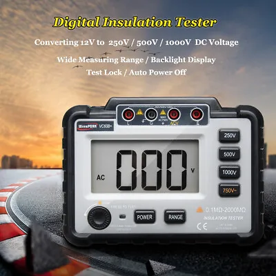 Digital Insulation Resistance Tester Megger MegOhm Meter 500/1000V 2000MΩ VC60B+ • $73.92