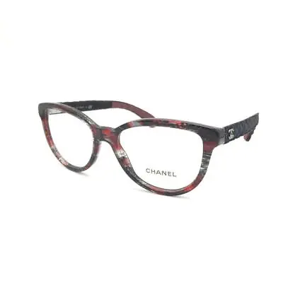 CHANEL Eyeglasses CH 3335 1551 - Black Quilted Denim - Red -  Womens - 54mm Lens • $290