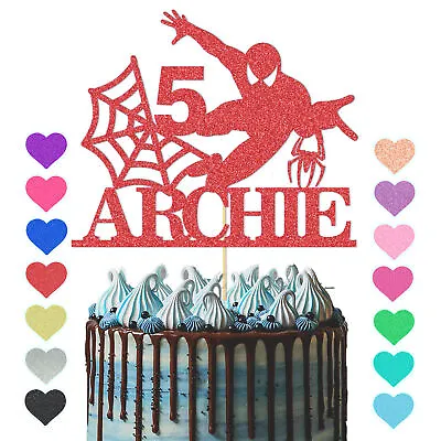 Spiderman Cake Topper Personalised Superhero Comic Birthday Party Decor Kids Boy • £2.83