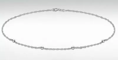 9ct White Gold Twist Curb & Balls Ankle Chain 10  • £123.42