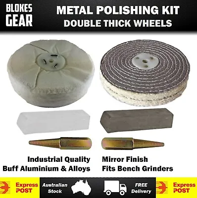 150mm Aluminium Polishing Kit For Bench Grinder Thick Buffs/Compounds/Spindles • $125