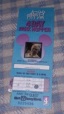 1995 Walt Disney World Florida 4 Day Park Hopper Ticket Pass EXPIRED SOUVENIR • $18.99
