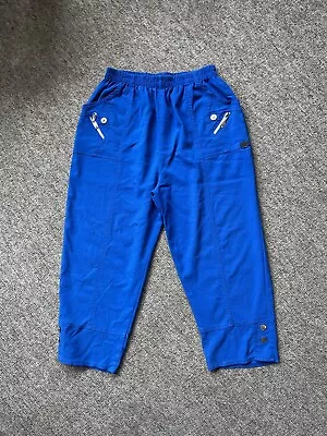 Cherry B Cropped Trousers In Bright Blue Size 8-10   W24-28  L19.5  R12.5 • £4.99