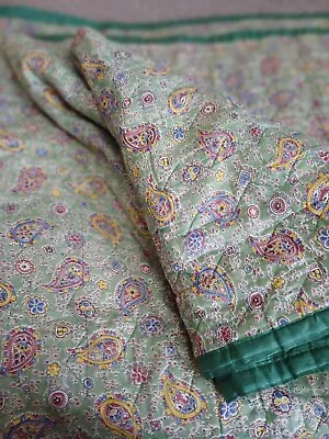 Vintage Green Paisley Bedspread / Throw. 90 X 67 Inches. Cleaned. Free Postage • £39.99