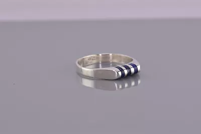 Sterling Silver Blue Lapis Lazuli Inlay Solid Band Ring 925 Sz: 6 • $23.50