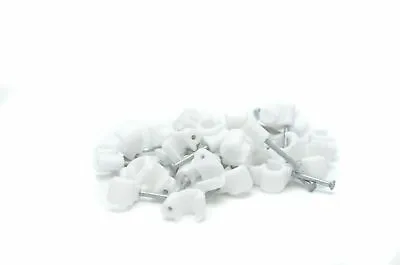 £3.99 • Buy 100 X White Round Cable Clip / Clips 6mm Satellite & TV Aerial Coax 100 Pack