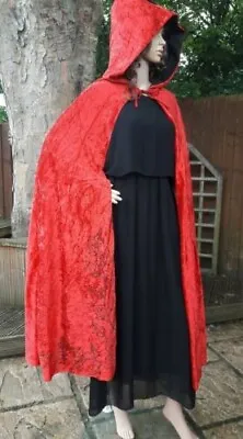 Hand Crafted Crushed Velvet & Lined Cloak W Beaded Design #7 Pagan Witch Wicca • £50