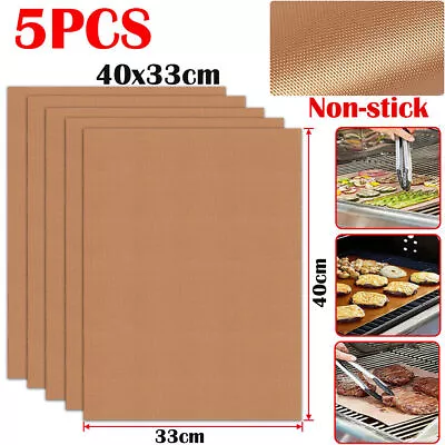 5X BBQ Grill Mat Reusable Bake Sheet Resistant Meat Barbecue Non-Stick Party • $11.59