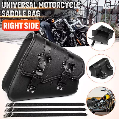 Right Side Universal Motorcycle Swingarm Saddle Bag Storage Luggage PU Leather  • $27.75