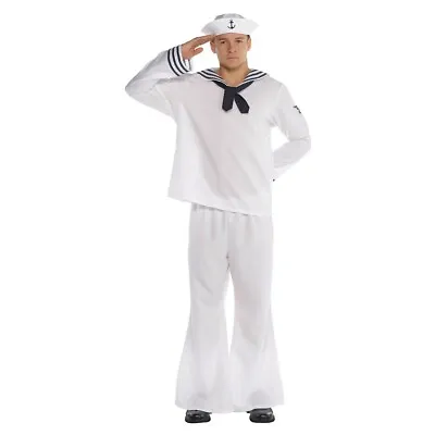 Adult Plus Size Sailor Man Costume #873 4 Pc Hat Tie Shirt Pants Halloween 48-52 • $31.90