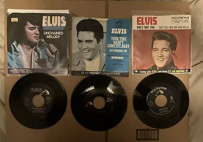 Lot Of 3 Elvis Presley 45 RPM Picture Sleeves Unchained Melody • $4.95