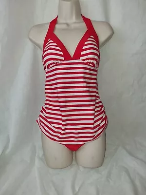 Gorgeous Red Striped MATALAN Maternity Swimming Bathing Costume Suit Size 8 • £7.99