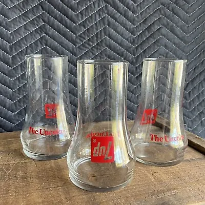 Vintage 7 Up The Uncola Red Logo Soda Pop Drinking Glasses Upside Down Set Of 3 • $17.95