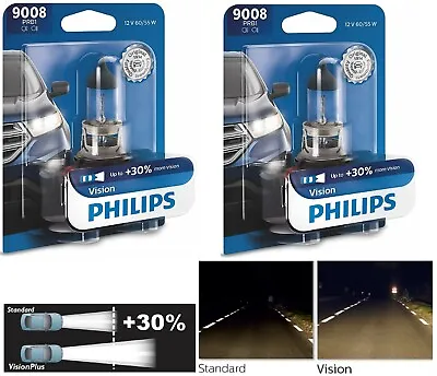 Philips Vision 30% 9008 H13 60/55W Two Bulbs Head Light High Low Beam Upgrade OE • $26.12