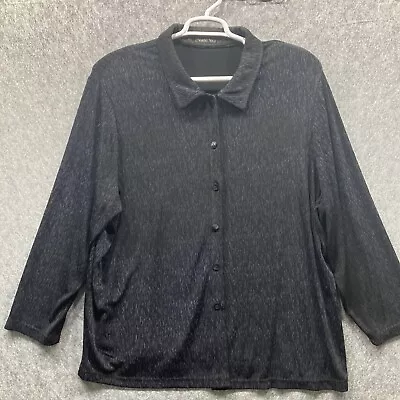 Vikki Vi Slinky Knit Cardigan Shirt Jacket Womens Plus 2X Black Print Travel USA • $22.46