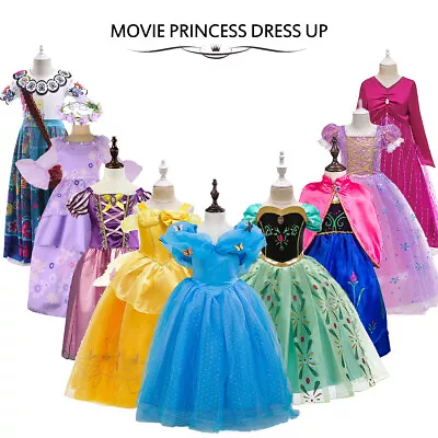 Girls Cinderella Rapunzel Frozen Elsa Anna Dress Up Party Costume Birthday Gift • £8.49