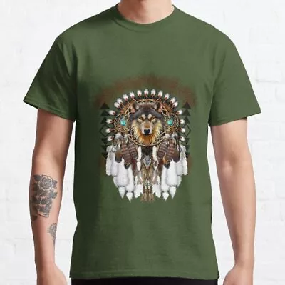 Native American Wolf Dream Catcher Classic T-Shirt • $18.89