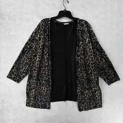 ZARA Kimono Women LARGE Cheetah Leopard Jacket Cardigan Cover Up Crinkle Stretch • $39.99
