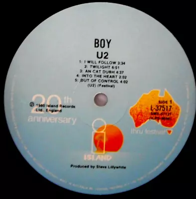 U2 Boy LP 20th Anniversary AUSTRALIA  ONLY L37517 + UNIQUE ISLAND LABEL * RARE * • $64.76