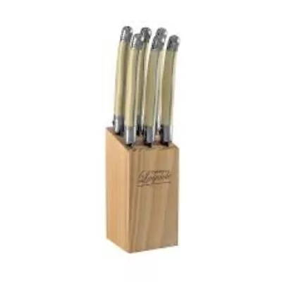 Laguiole Steak Knife Block Ivory 7 Piece • $36.40