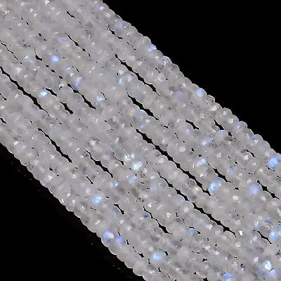 Natural Rainbow Moonstone Gemstone Rondelle Faceted Beads 5 Mm Strand 8  XY257 • $11