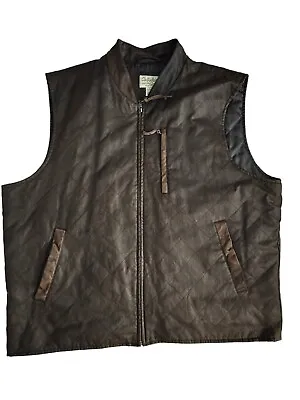 Cabela's Mens Vest Brown 3XL Brown Quilted Full Zip Leather Trim Outdoor Chore • $43.77