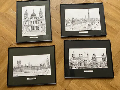 Set Of 4 Vintage Ink Drawings Of London Landmarks • £44.99