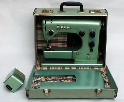 Viking Husqvarna 19E Portable Sewing Machine Attachments & Case Featherweight • $200