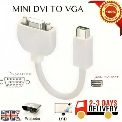 Mini DVI Port To VGA Adapter For Apple Mac IMac MacBook Display Monito Projector • £4.29