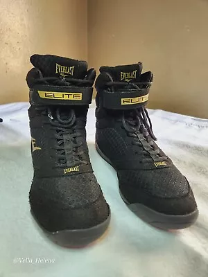 Everlast - Elite 2 - High Top Boxing Shoes - Black/Gold - Barely Worn - Size 10  • $75