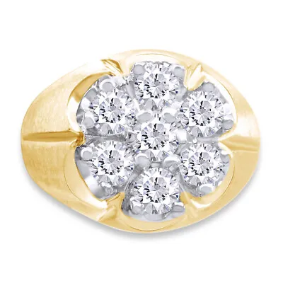 Mens Engagement Cluster Wedding Ring Simulated Diamond 10K Yellow Gold Plated • $45.59