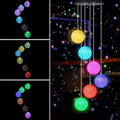 Solar 7 Color Changing LED Ball Wind Chimes Light Home Garden Yard Decor Lamp US • $11.99