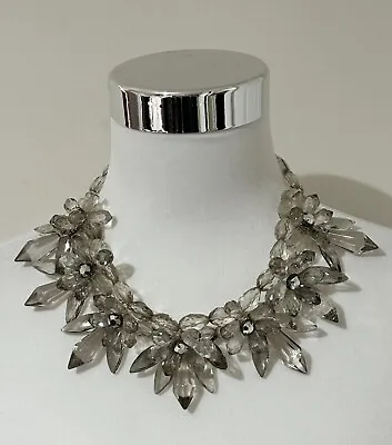 Stunning Vintage Necklace Crystal-Look Plastic Costume Jewellery Statement Piece • $18.83
