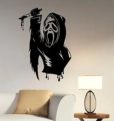 Ghostface Wall Sticker Vinyl Decal Scary Movie Art Room Bedroom Horror Decor Sc2 • $29.89