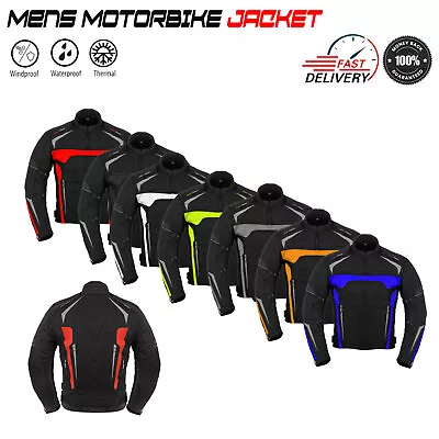 Mens Motorcycle Waterproof Cordura Textile Racing Jackets Motorbike CE Armoured • $58.18