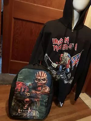 Vintage Iron Maiden Hoodie Mens Size XL AND Backpack • $470.16