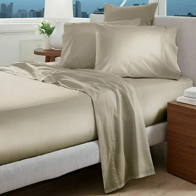 1000tc Egyptian Cotton Bed Linen 4pc Sheet Set/3pc Duvet Set Beige All Uk Size • £62.90