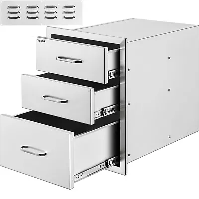 VEVOR Outdoor Kitchen BBQ Island Drawer 18 X23  Stainless Steel Triple Drawer • $191.89