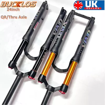 BUCKLOS YINO 24in MTB Air Suspension Fork 120mm Travel 100*15mm Thru Axle/9mm QR • £104.85