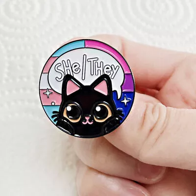 Rainbow Black Cat Funny Gender Cute Mini Metal Enamel Badge Brooch Pin • $3.69