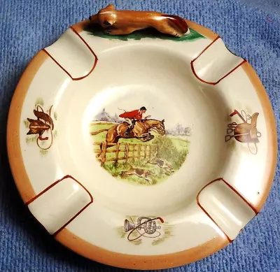 Vintage AMBASSADOR WARE English FOX HUNTING SCENES Series ASHTRAY - HORSE JUMPER • $34.77