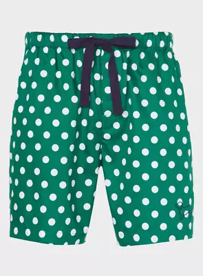 New Peter Alexander Mens Green White Polka Dots Spots Mid Shorts Xxl Rrp$69.95 • $30