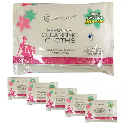 6 Pk Feminine Wipes Cleansing Cloths Women's Wet Moist Towelette Odor Control • $14.45