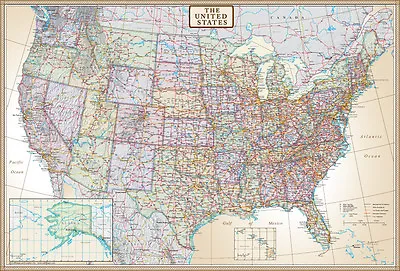 $16.95 • Buy Swiftmaps United States Map US, USA Wall Map Poster Mural  Executive Edition 