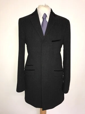 £119.99 • Buy TED BAKER Endurance -Mens Long GREY TWEED WOOL COVERT COAT - 38 Reg -WORN TWICE