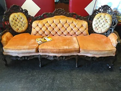 Antique Victorian Sofa Set. Stunning  Peach Colored Couch King And Queen Chair. • $2000