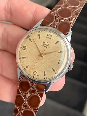 1950s Vintage Marvin Oversized Mens Dress Watch 367mm Swiss Made • £259