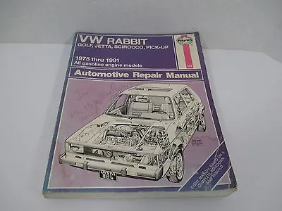 1991 Haynes Repair Manual For 1975-1991 VW Rabbit Golf Jetta Scirocco #884 • $11.99